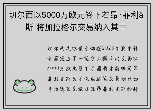 切尔西以5000万欧元签下若昂·菲利克斯 将加拉格尔交易纳入其中